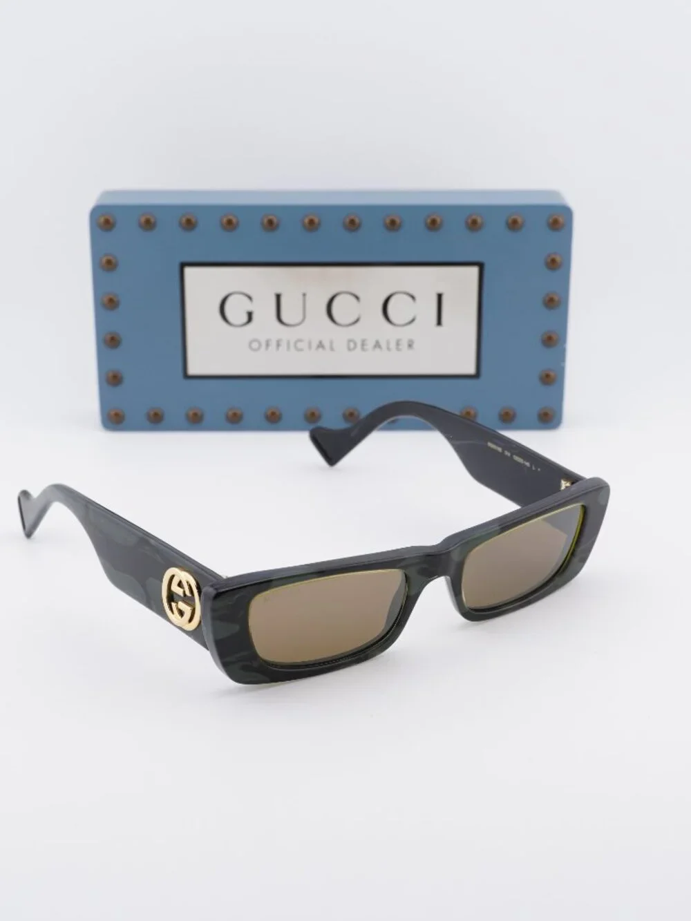 Gucci GG0516S 014 Rectangle Sunglasses - Military Green and Black Havana